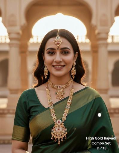 High gold rajvadi combo set D 113 Wholesale imitation jewellery market in Delhi